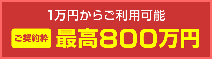 1万円からご利用可能 ご契約枠最高800万円